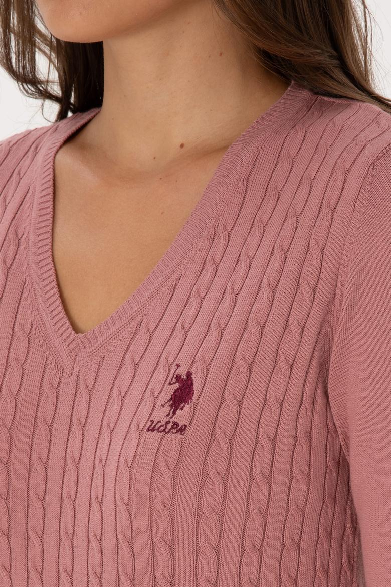 Kadın Orkide V Yaka Basic Kazak - 50307710068