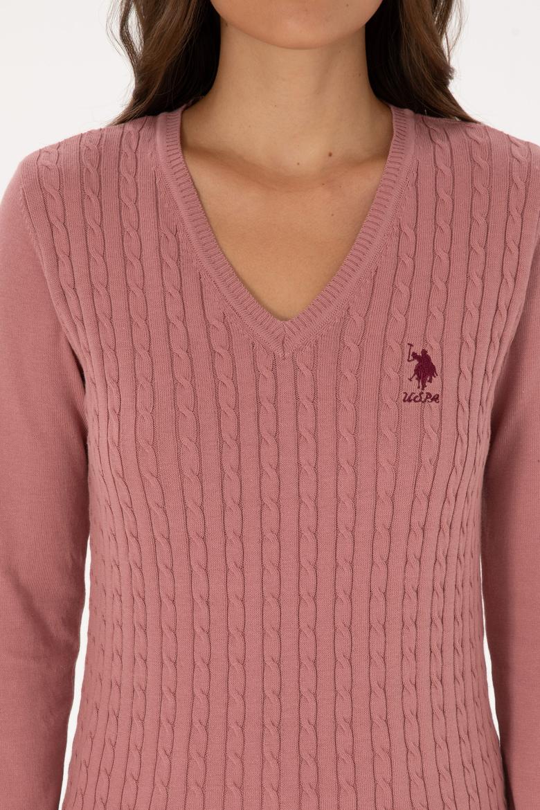 Kadın Orkide V Yaka Basic Kazak - 50307710068