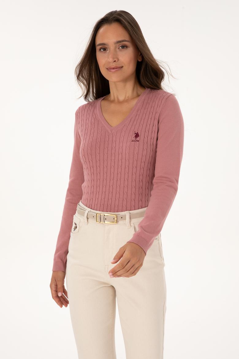 Kadın Orkide V Yaka Basic Kazak - 50307710068