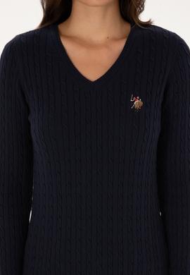 Kadın Lacivert V Yaka Basic Kazak - 50307700020