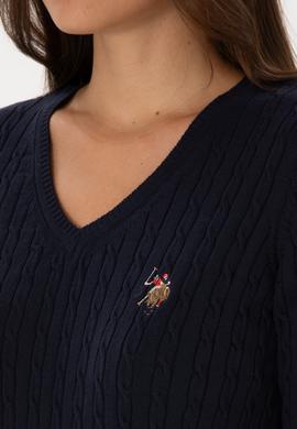 Kadın Lacivert V Yaka Basic Kazak - 50307700020