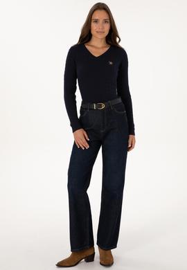 Kadın Lacivert V Yaka Basic Kazak - 50307700020