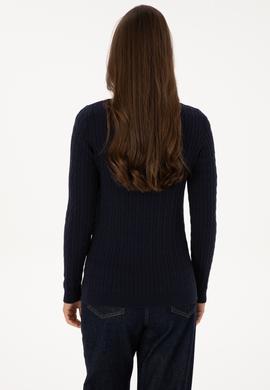 Kadın Lacivert V Yaka Basic Kazak - 50307700020