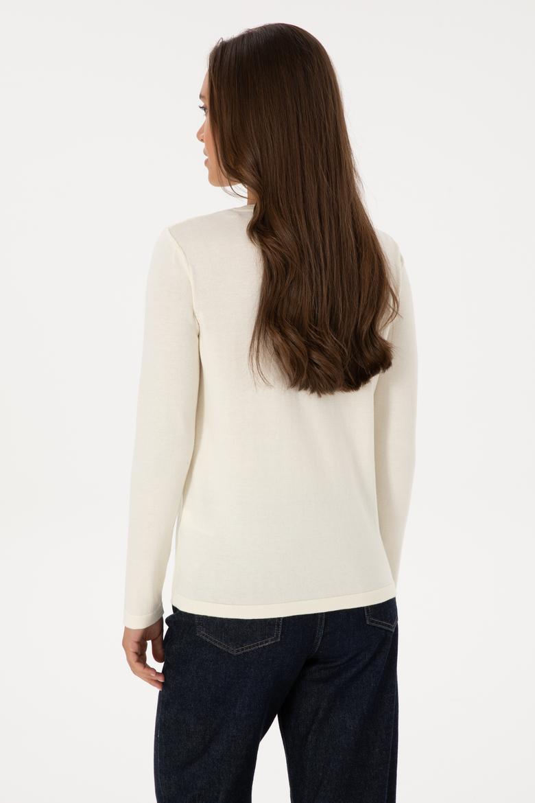 Kadın Krem Basic Triko Hırka - 50307737077
