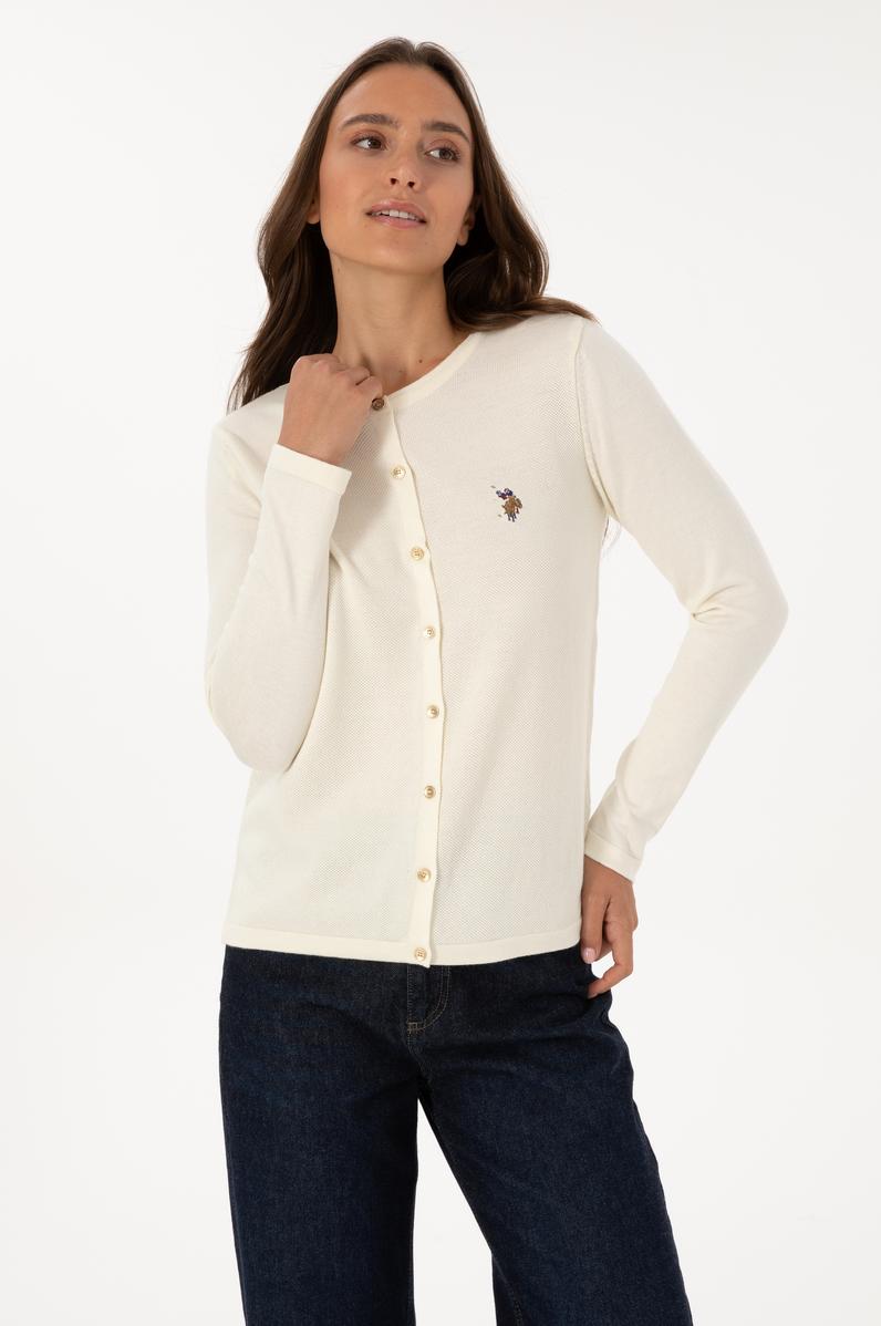 Kadın Krem Basic Triko Hırka