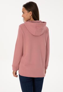 Kadın Gül Kurusu Fermuarlı Kapüşonlu Sweatshırt - 50307714052