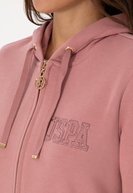 Kadın Gül Kurusu Fermuarlı Kapüşonlu Sweatshırt - 50307714052