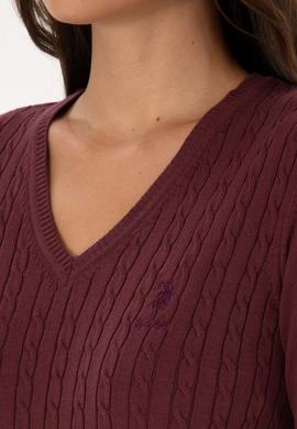 Kadın Bordo Basic Kazak - 50307710038