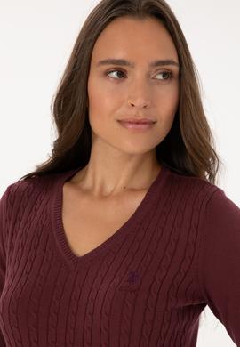 Kadın Bordo Basic Kazak - 50307710038