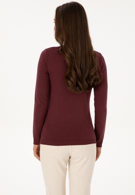 Kadın Bordo Basic Kazak - 50307710038