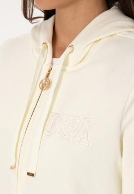 Kadın Krem Fermuarlı Kapüşonlu Sweatshırt - 50307714021