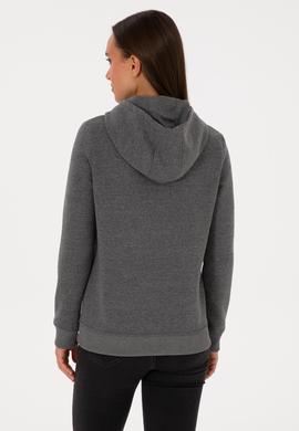 Kadın Antrasit Melanj Kapüşonlu Basic Sweatshirt - 50307711078