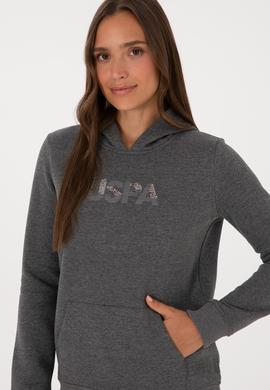 Kadın Antrasit Melanj Kapüşonlu Basic Sweatshirt - 50307711078