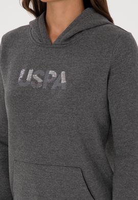 Kadın Antrasit Melanj Kapüşonlu Basic Sweatshirt - 50307711078