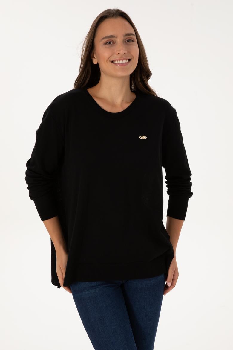 Kadın Siyah Bisiklet Yaka Basic Kazak - 50307735001