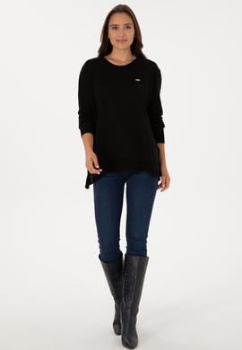 Kadın Siyah Bisiklet Yaka Basic Kazak - 50307735001