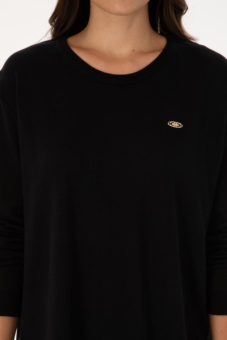 Kadın Siyah Bisiklet Yaka Basic Kazak - 50307735001