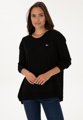 Kadın Siyah Bisiklet Yaka Basic Kazak - 50307735001