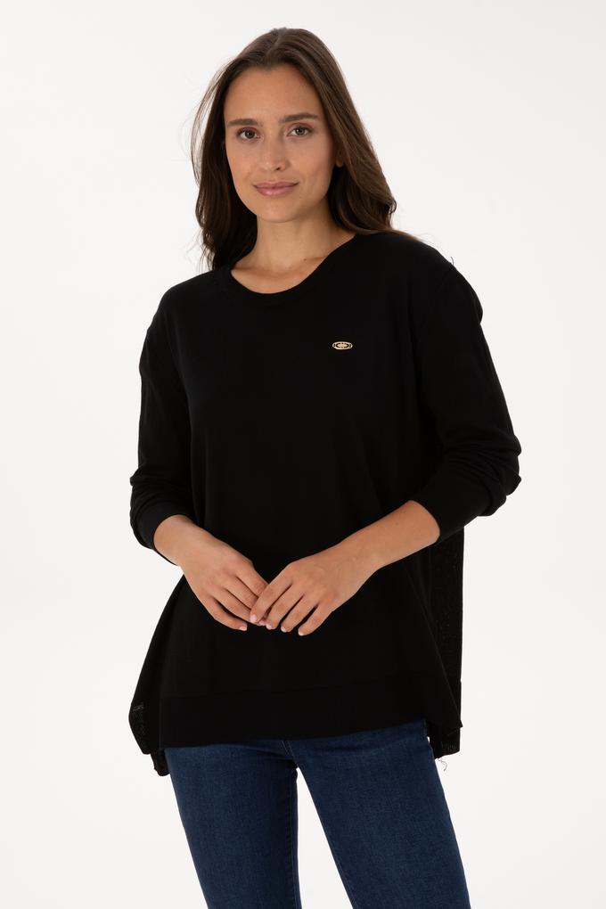 Kadın Siyah Bisiklet Yaka Basic Kazak