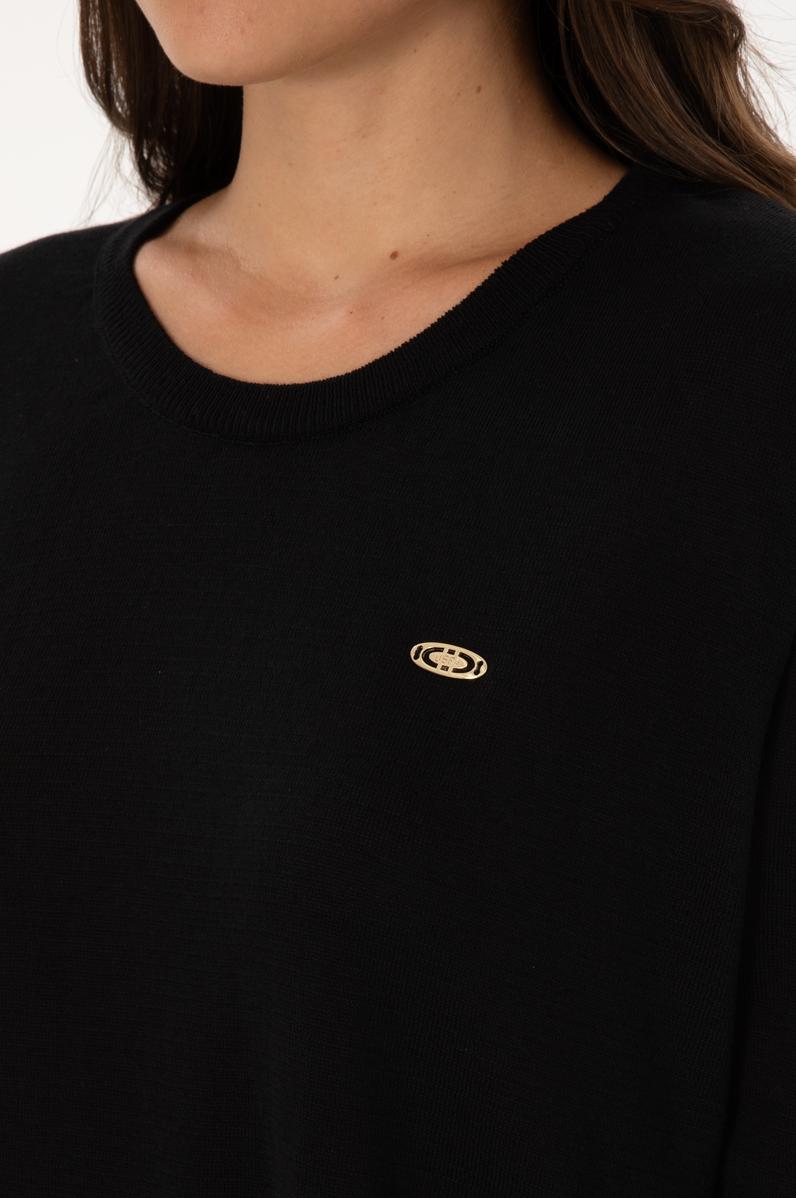 Kadın Siyah Bisiklet Yaka Basic Kazak