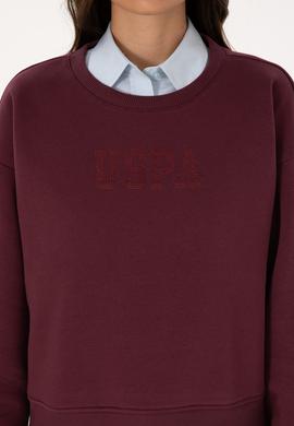 Kadın Bordo Bisiklet Yaka Basic Sweatshirt - 50307752044