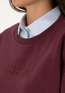 Kadın Bordo Bisiklet Yaka Basic Sweatshirt - 50307752044