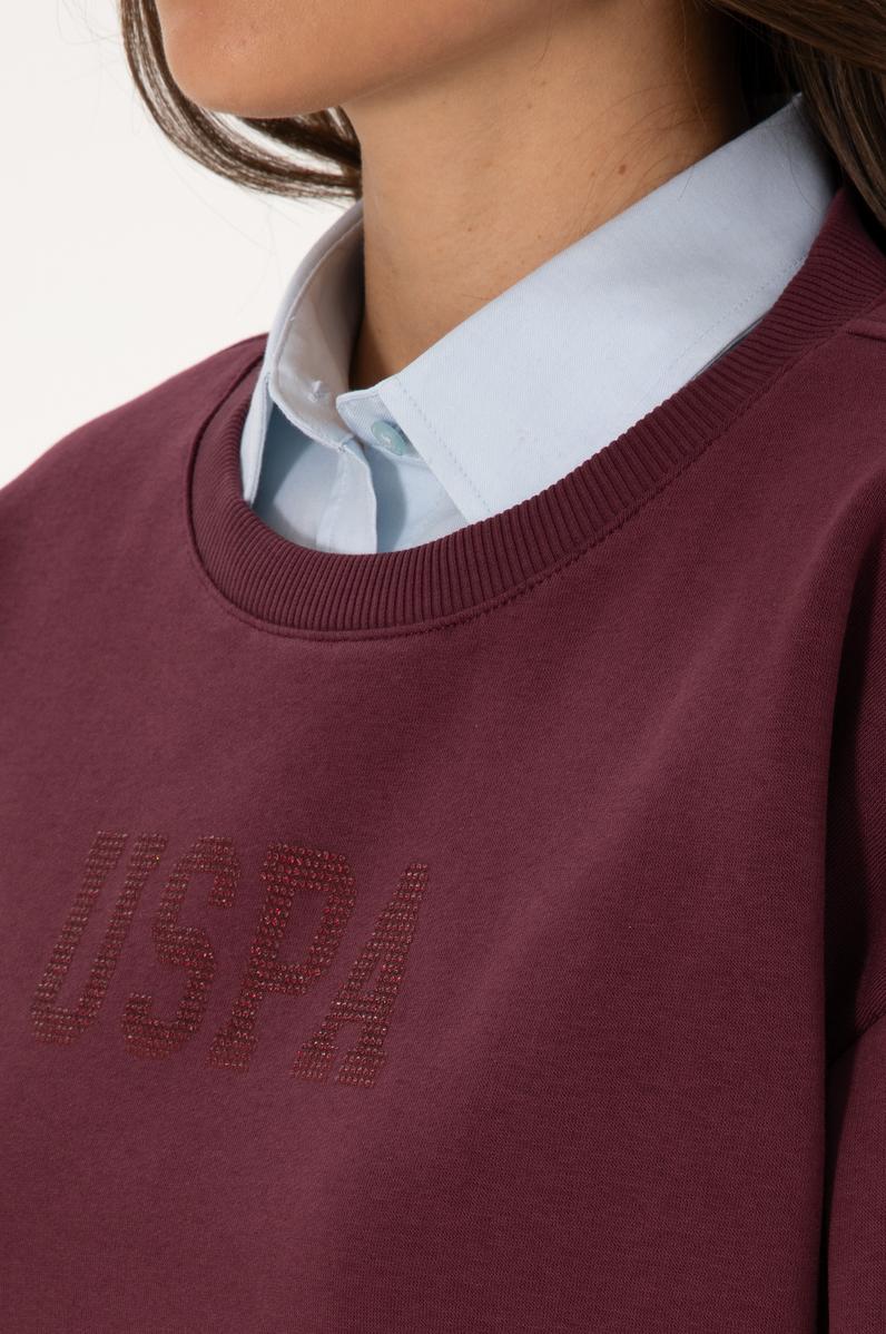 Kadın Bordo Bisiklet Yaka Basic Sweatshirt