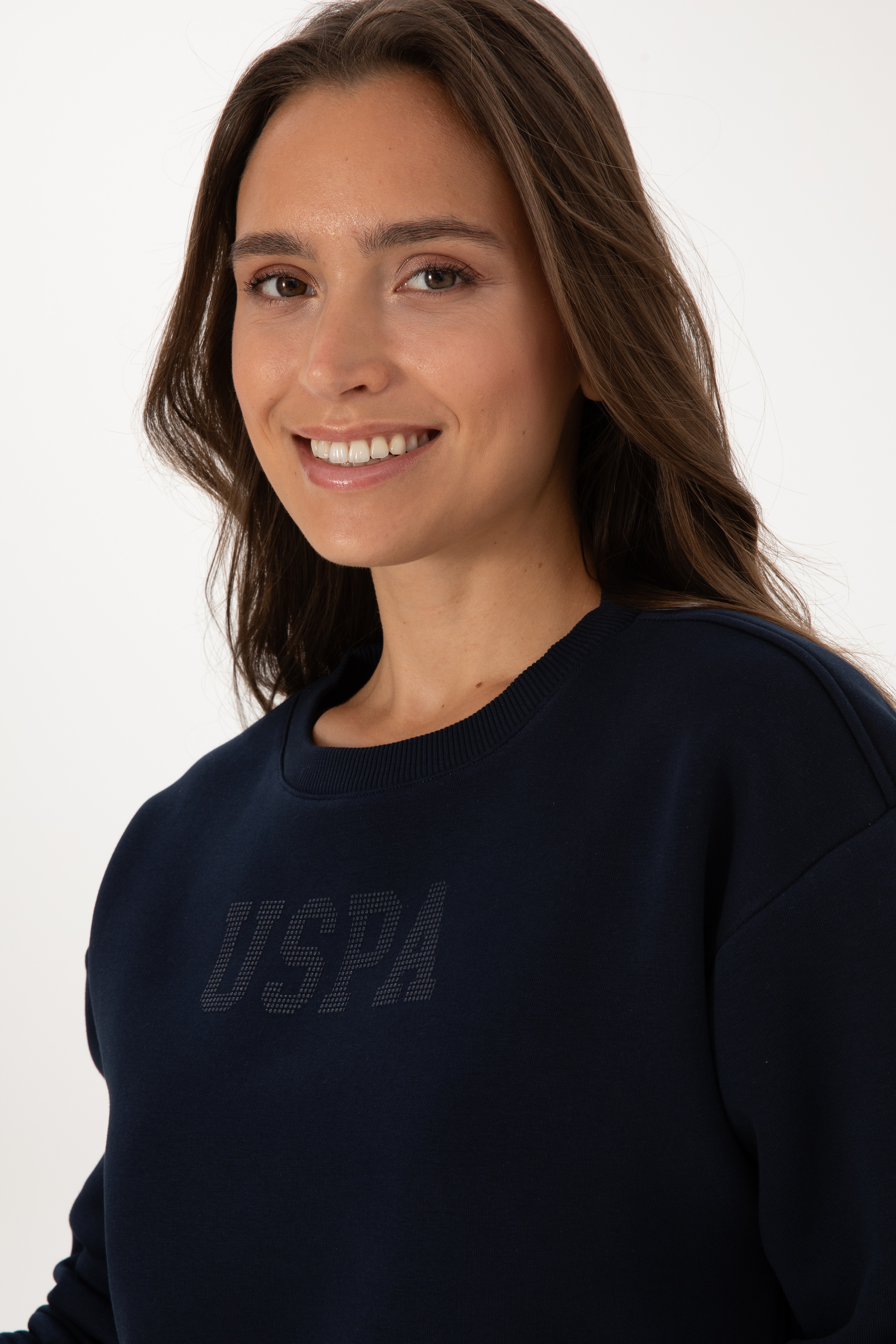 Kadın Lacivert Bisiklet Yaka Basic Sweatshirt - Image 2