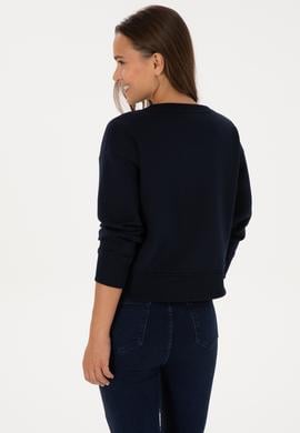 Kadın Lacivert Bisiklet Yaka Basic Sweatshirt - 50307752014