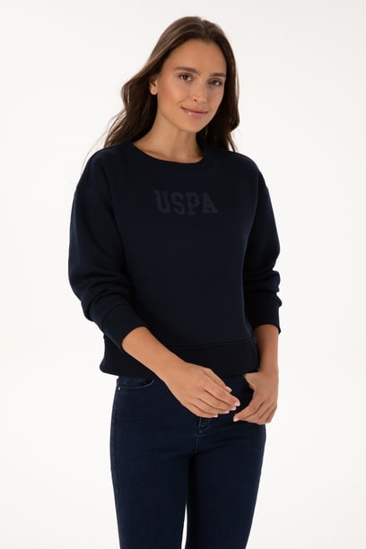 Kadın Lacivert Bisiklet Yaka Basic Sweatshirt
