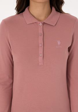 Kadın Gül Kurusu Basic Polo Yaka Sweatshırt - 50307755061