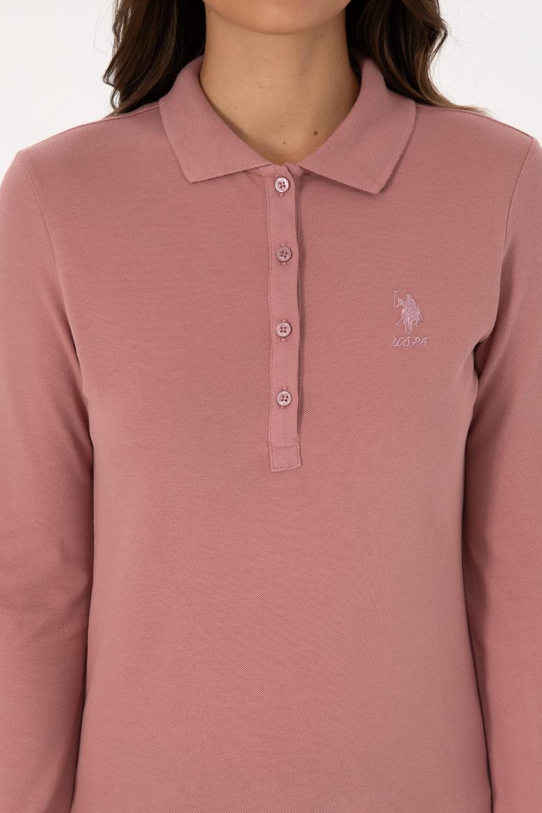 Kadın Gül Kurusu Basic Polo Yaka Sweatshırt - 50307755061