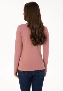 Kadın Gül Kurusu Basic Polo Yaka Sweatshırt - 50307755061