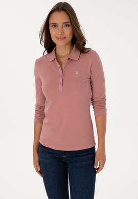 Kadın Gül Kurusu Basic Polo Yaka Sweatshırt - 50307755061