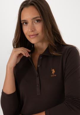Kadın Kahverengi Basic Polo Yaka Sweatshırt - 50307755151