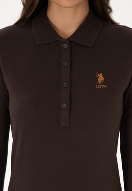 Kadın Kahverengi Basic Polo Yaka Sweatshırt - 50307755151