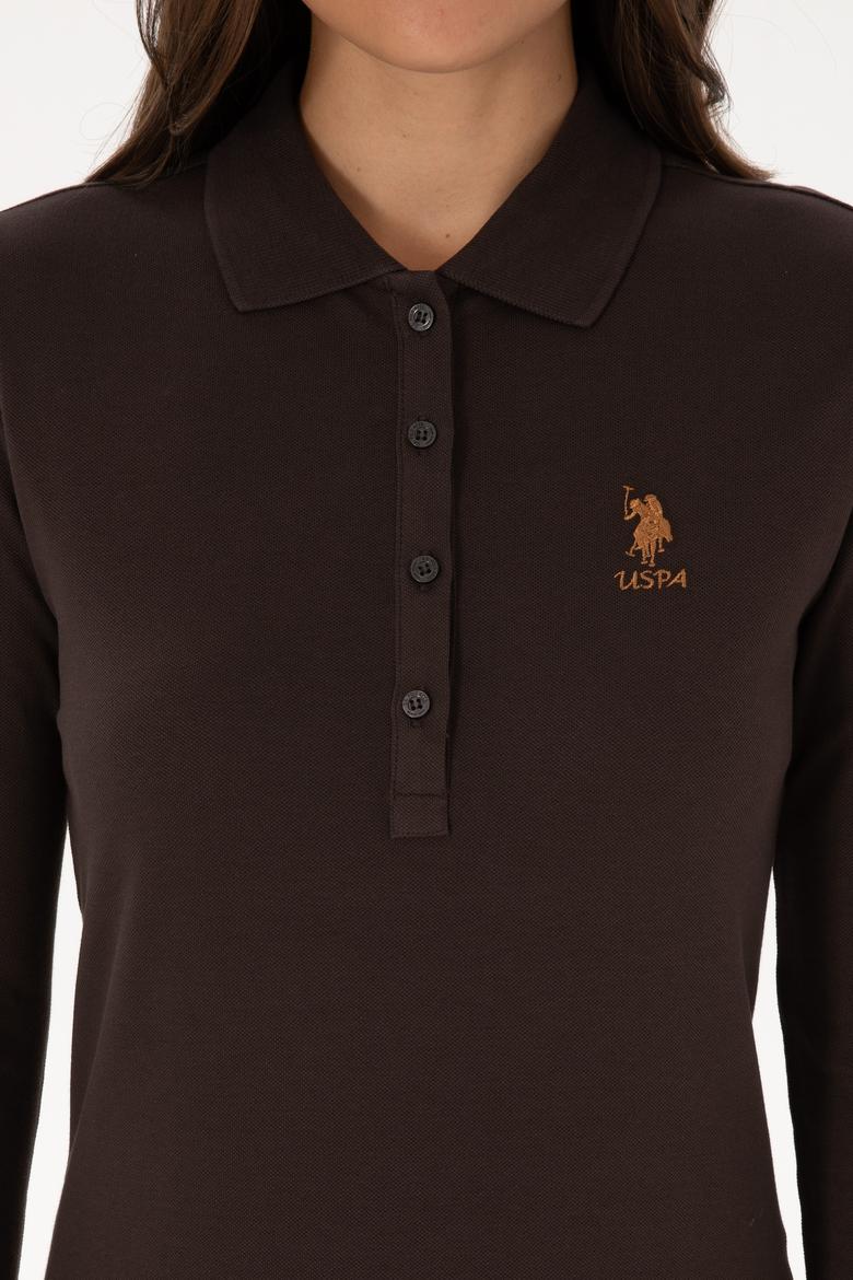 Kadın Kahverengi Basic Polo Yaka Sweatshırt - 50307755151