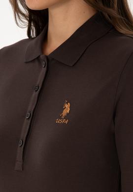 Kadın Kahverengi Basic Polo Yaka Sweatshırt - 50307755151
