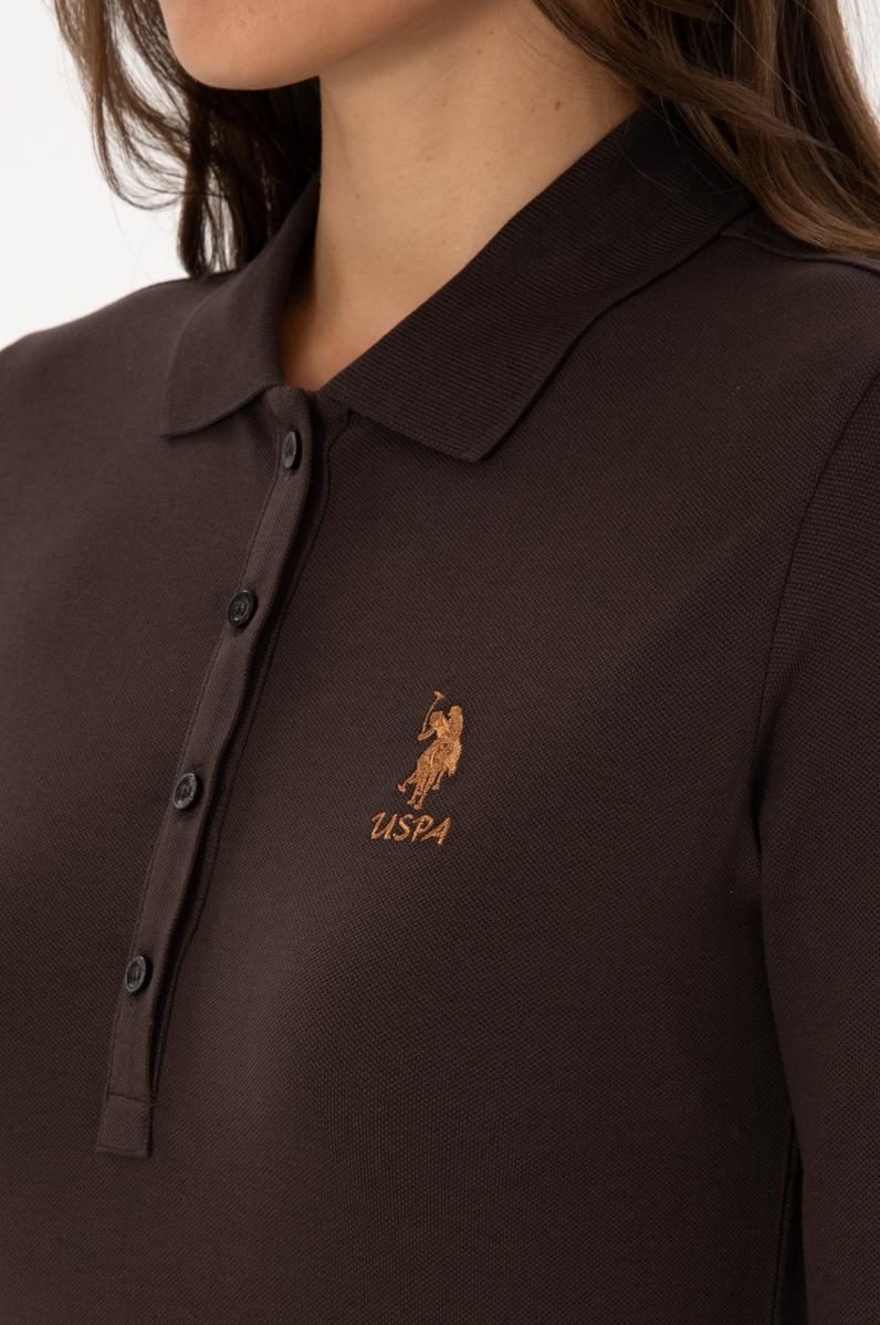 Kadın Kahverengi Basic Polo Yaka Sweatshırt