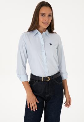 Kadın Açık Mavi Uzun Kollu Basic Gömlek - 50308023004