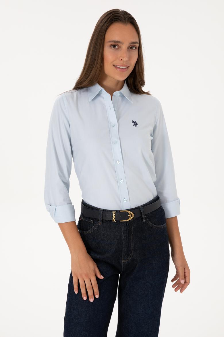 Kadın Açık Mavi Uzun Kollu Basic Gömlek - 50308023004