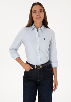 Kadın Açık Mavi Uzun Kollu Basic Gömlek - 50308023004