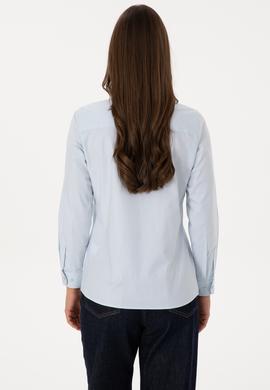Kadın Açık Mavi Uzun Kollu Basic Gömlek - 50308023004