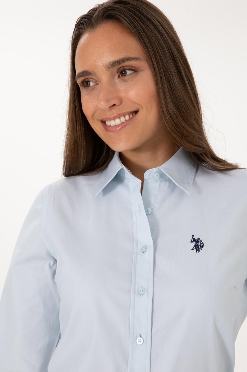 Kadın Açık Mavi Uzun Kollu Basic Gömlek