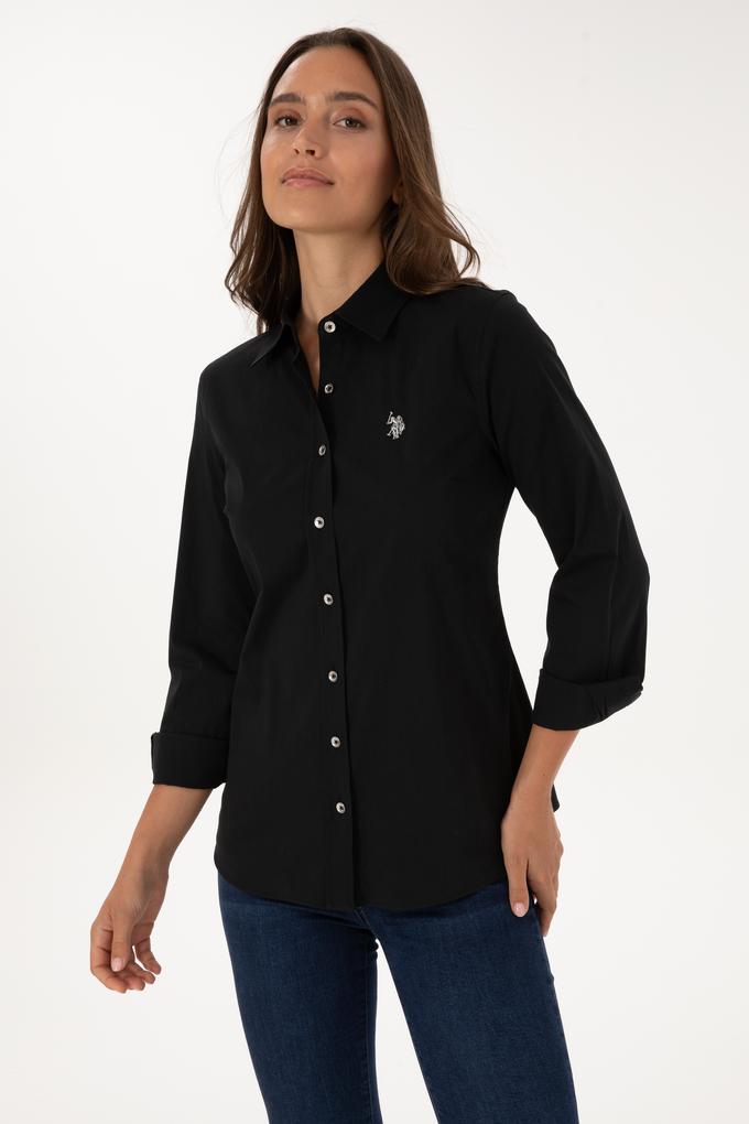 Kadın Siyah Uzun Kollu Basic Gömlek