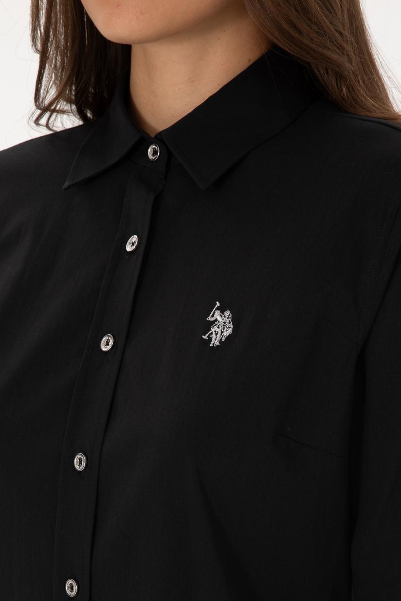 Kadın Siyah Uzun Kollu Basic Gömlek - 50308024018