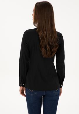 Kadın Siyah Uzun Kollu Basic Gömlek - 50308024018