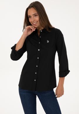 Kadın Siyah Uzun Kollu Basic Gömlek - 50308024018