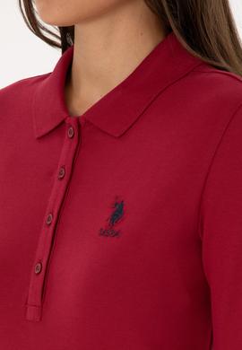 Kadın Koyu Frambuaz Basic Polo Yaka Sweatshırt - 50307755084