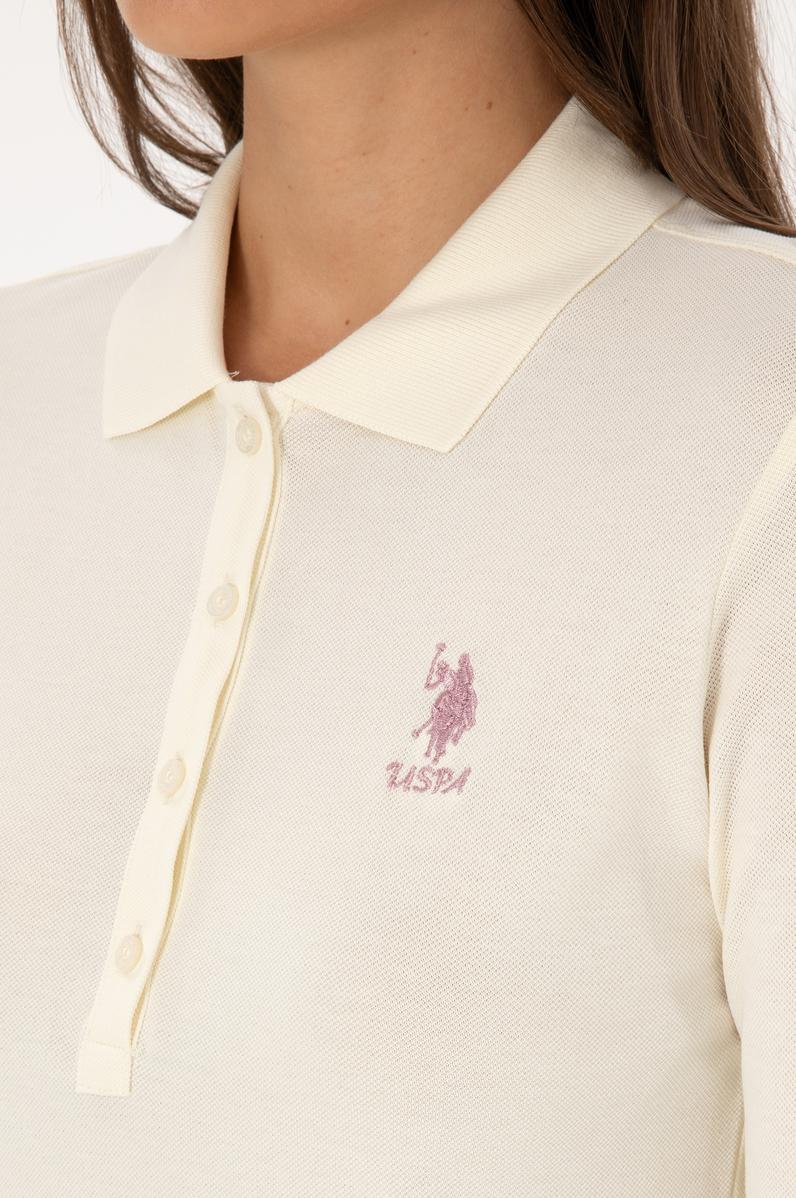 Kadın Krem Basic Polo Yaka Sweatshırt
